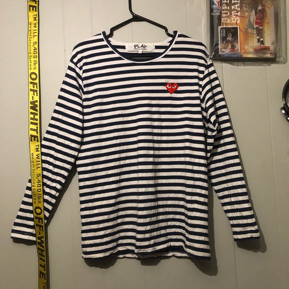 CDG Heart LongSleeve striped shirt
